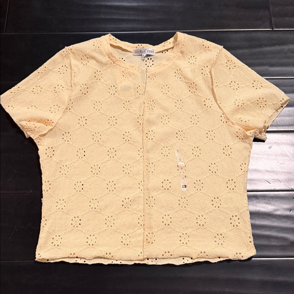 Sheer Eyelet Blouse in Soft Yellow